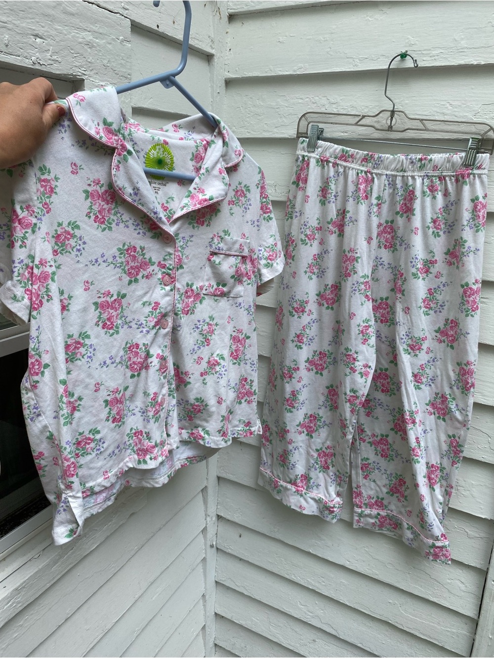 Women's Pink Floral Short-Sleeve Pajama 2 PC Set - Picture 8 of 12